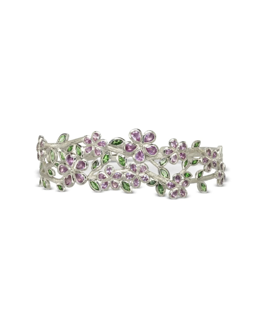 Bespoke Cherry Blossom Bangle with Sapphire Bangle Pruden and Smith