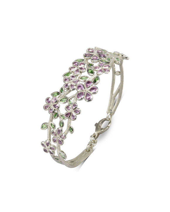 Bespoke Cherry Blossom Bangle with Sapphire Bangle Pruden and Smith