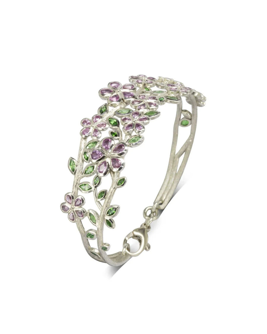 Bespoke Cherry Blossom Bangle with Sapphire Bangle Pruden and Smith