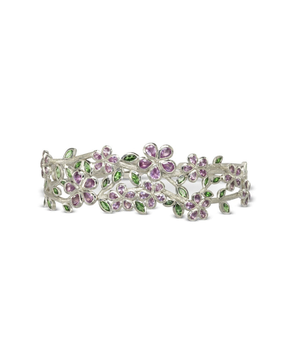 Bespoke Cherry Blossom Bangle with Sapphire Bangle Pruden and Smith
