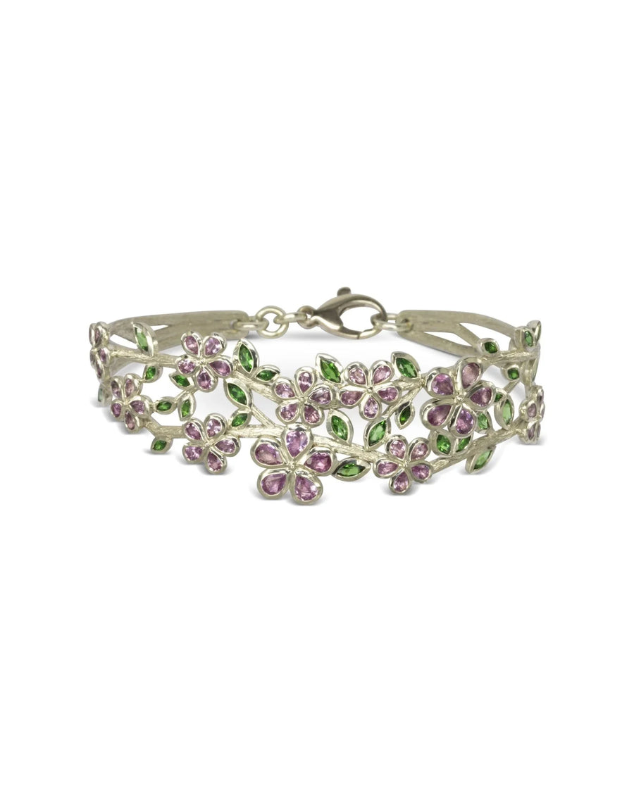 Bespoke Cherry Blossom Bangle with Sapphire Bangle Pruden and Smith
