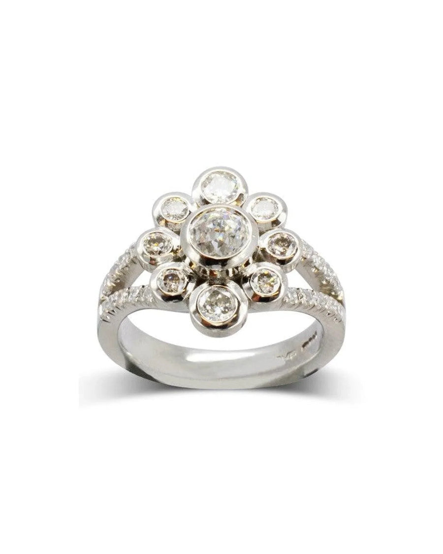 Bespoke Contemporary Diamond Cluster Ring Ring Pruden and Smith