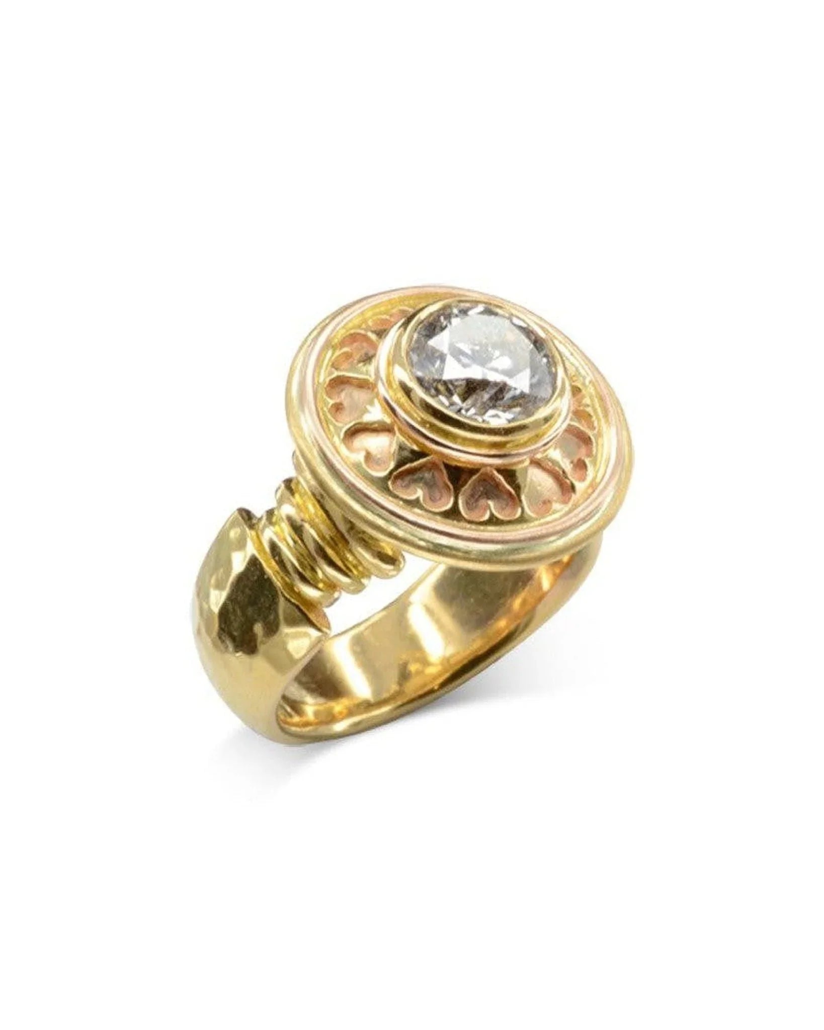 Bespoke Diamond Ring in 18ct Gold with Hearts Ring Pruden and Smith Default Title