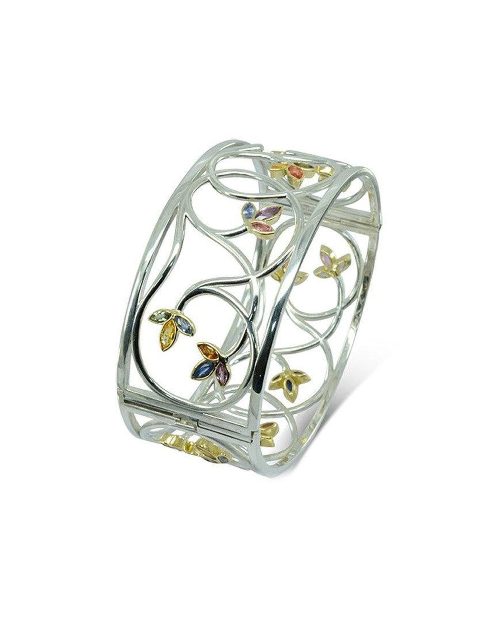 Bespoke Gold Bangle with Sapphire Bangle Pruden and Smith