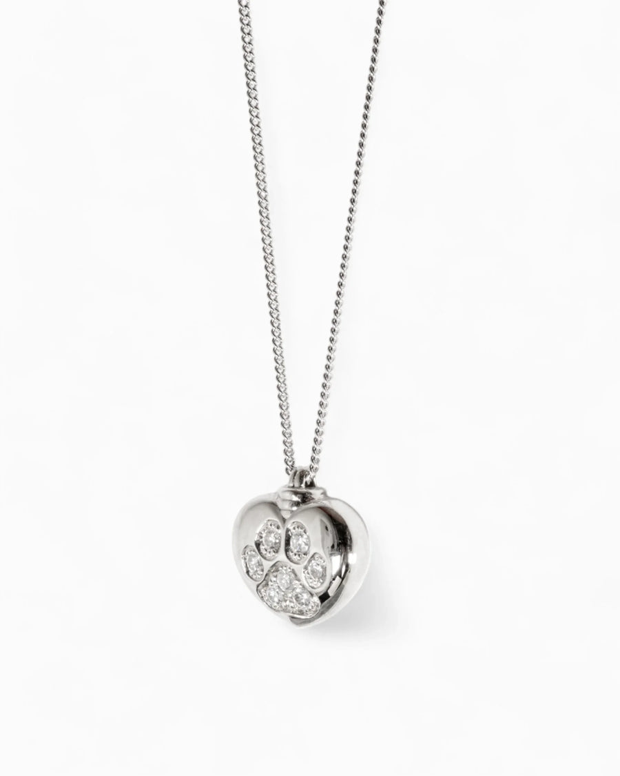Unique Heart Pet Memorial Pendant with Diamond Paw Print Pruden and Smith