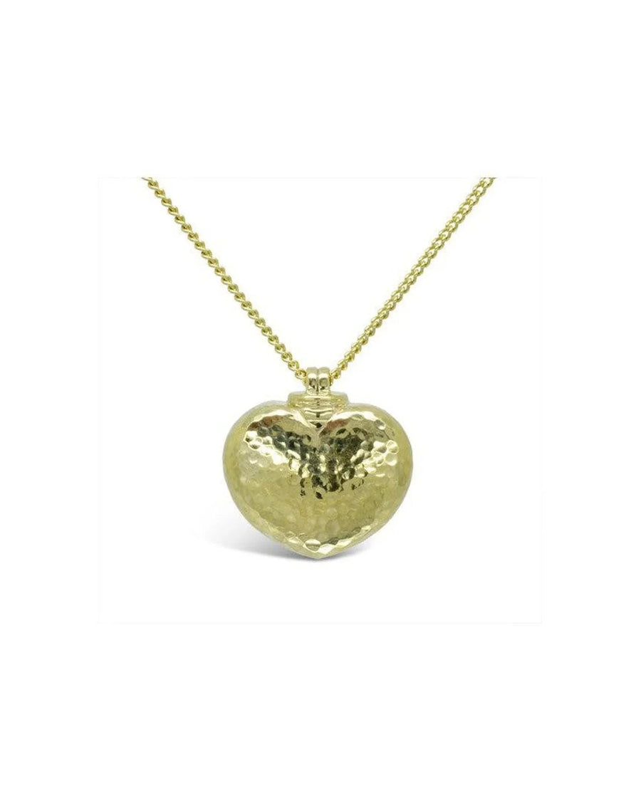 Hammered yellow gold heart-shaped pendant necklace with textured finish