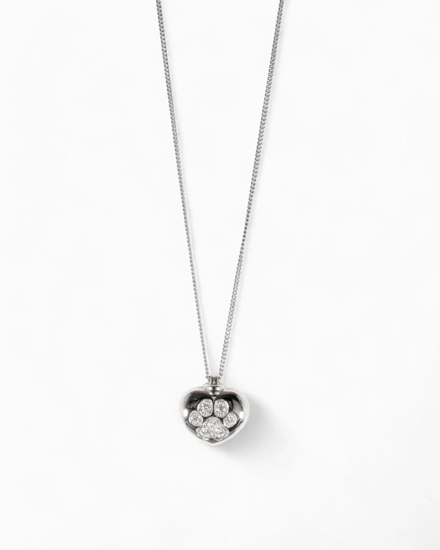 Handmade Heart Pet Memorial Pendant with Diamond Paw Print Pruden and Smith