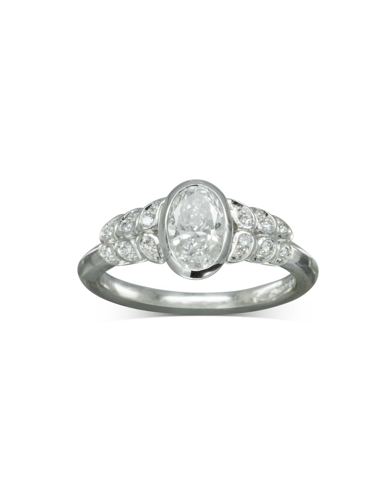 Bespoke Paisley Oval Diamond Engagement Ring Ring Pruden and Smith
