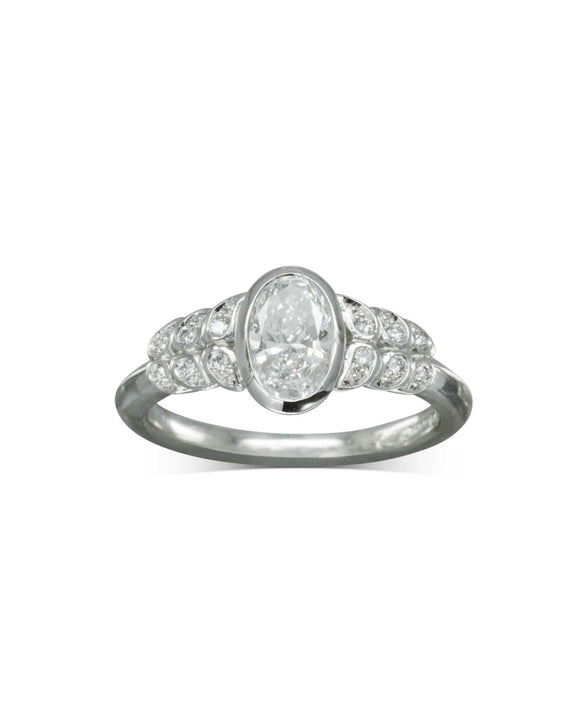 Bespoke Paisley Oval Diamond Engagement Ring Ring Pruden and Smith