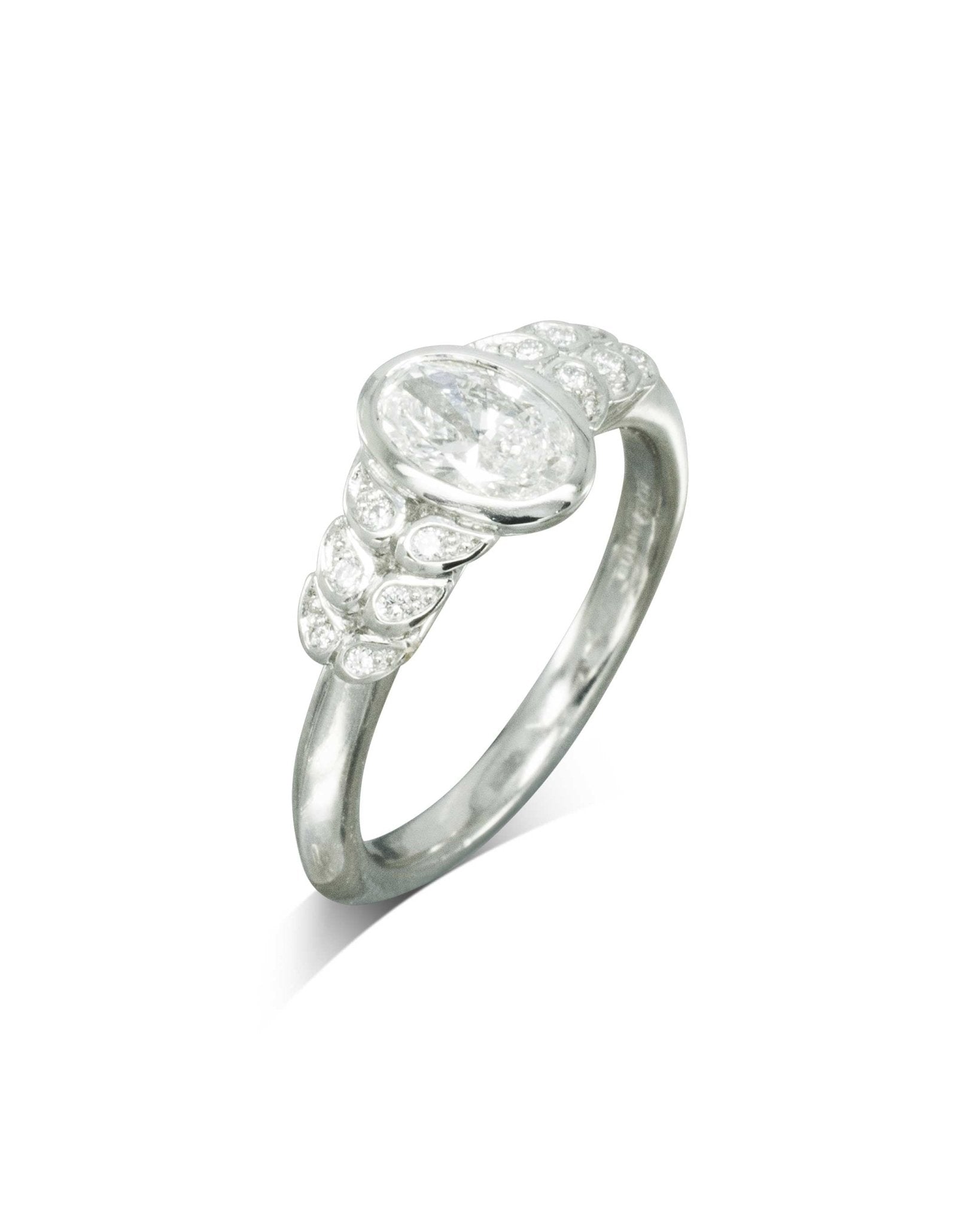 Bespoke Paisley Oval Diamond Engagement Ring Ring Pruden and Smith