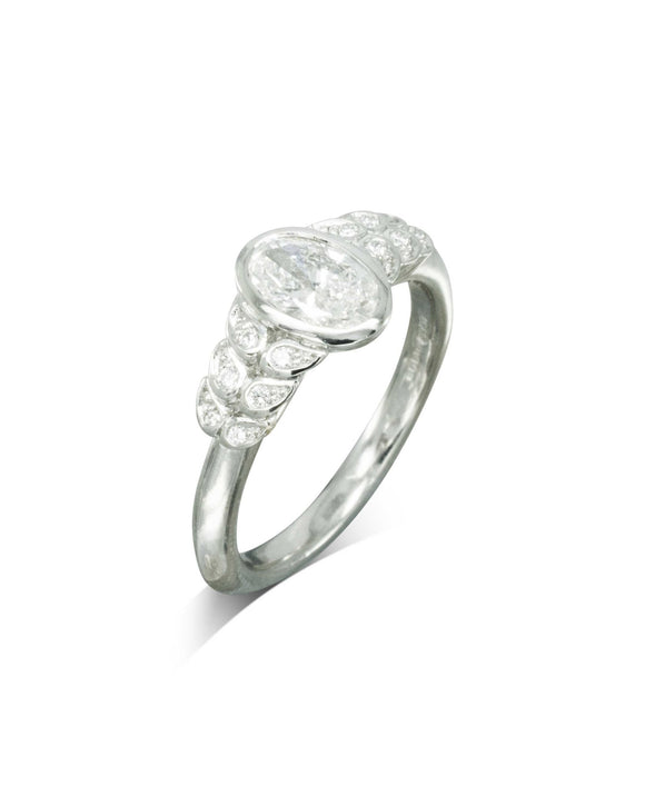 Bespoke Paisley Oval Diamond Engagement Ring Ring Pruden and Smith