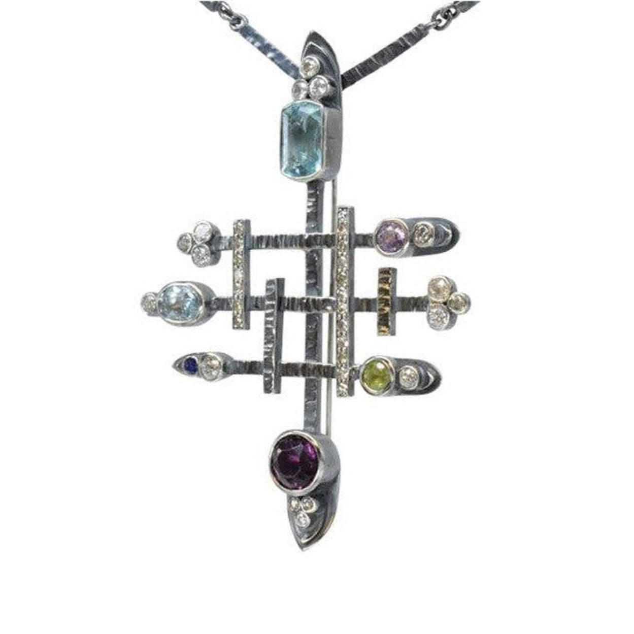 Bespoke Pave Set Diamond Brutalist Pendant Pendant Pruden and Smith