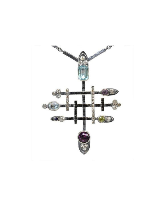 Bespoke Pave Set Diamond Brutalist Pendant Pendant Pruden and Smith