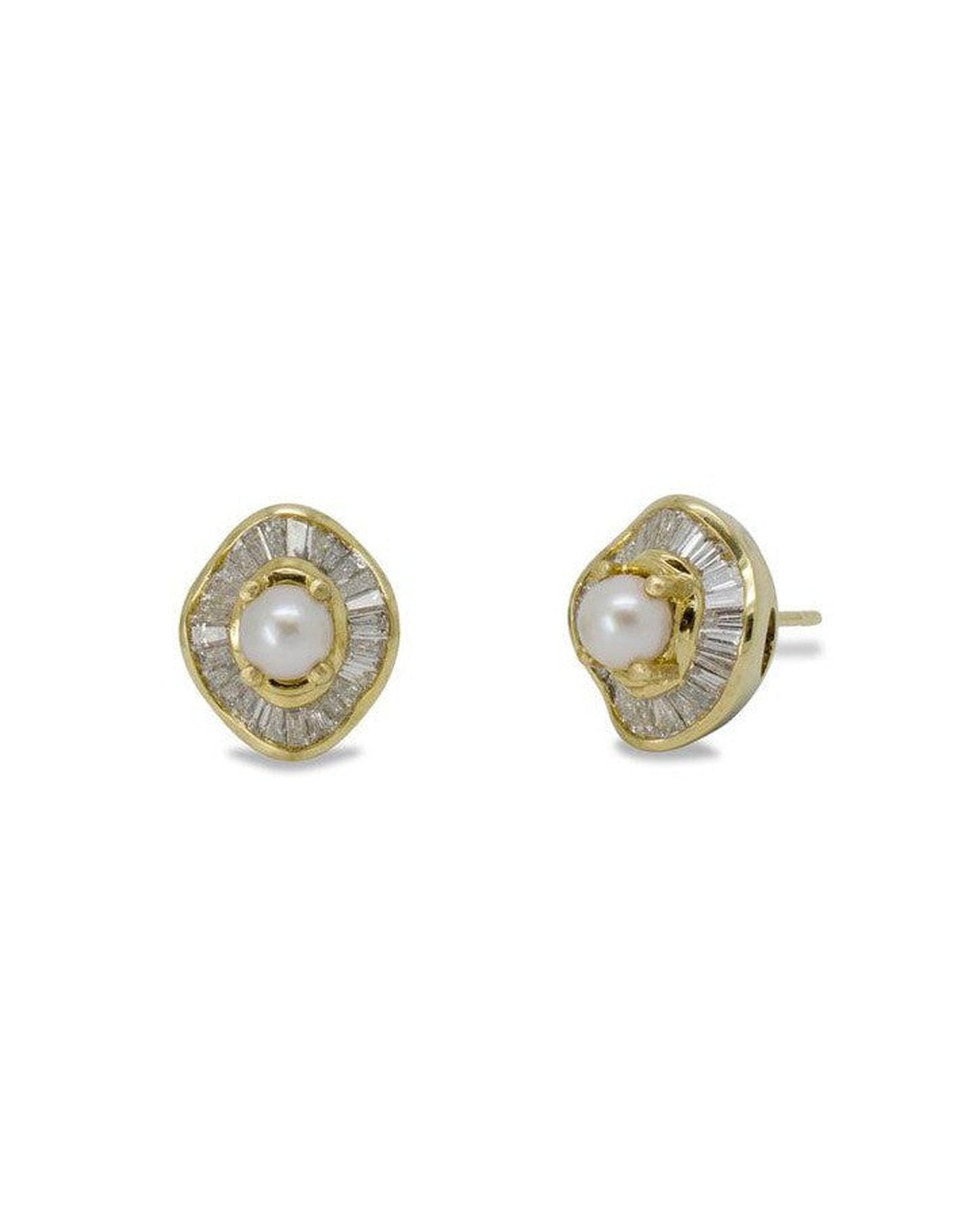 Bespoke Pearl and Diamond Cluster Studs Earrings Pruden and Smith