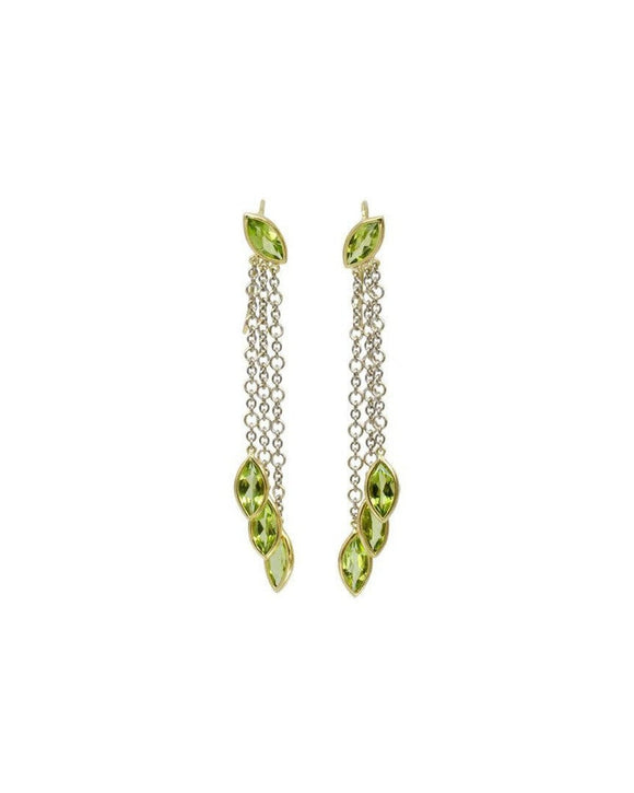 Bespoke Peridot Cascade Dangly Earrings Earrings Pruden and Smith