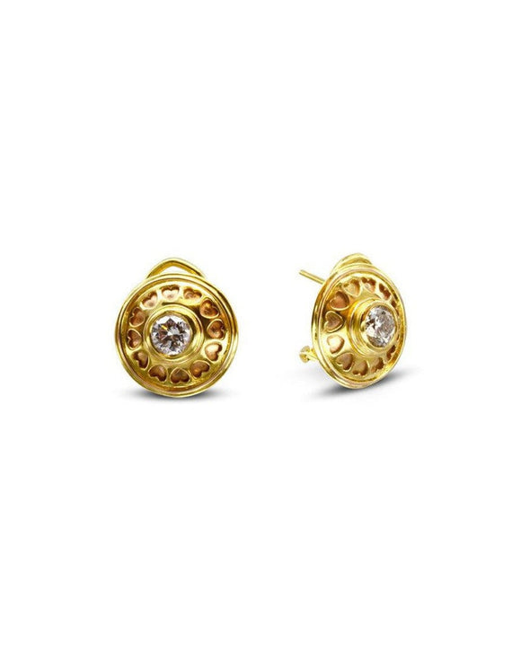 Bespoke Roman Diamond and 22ct Gold Earstuds Earrings Pruden and Smith