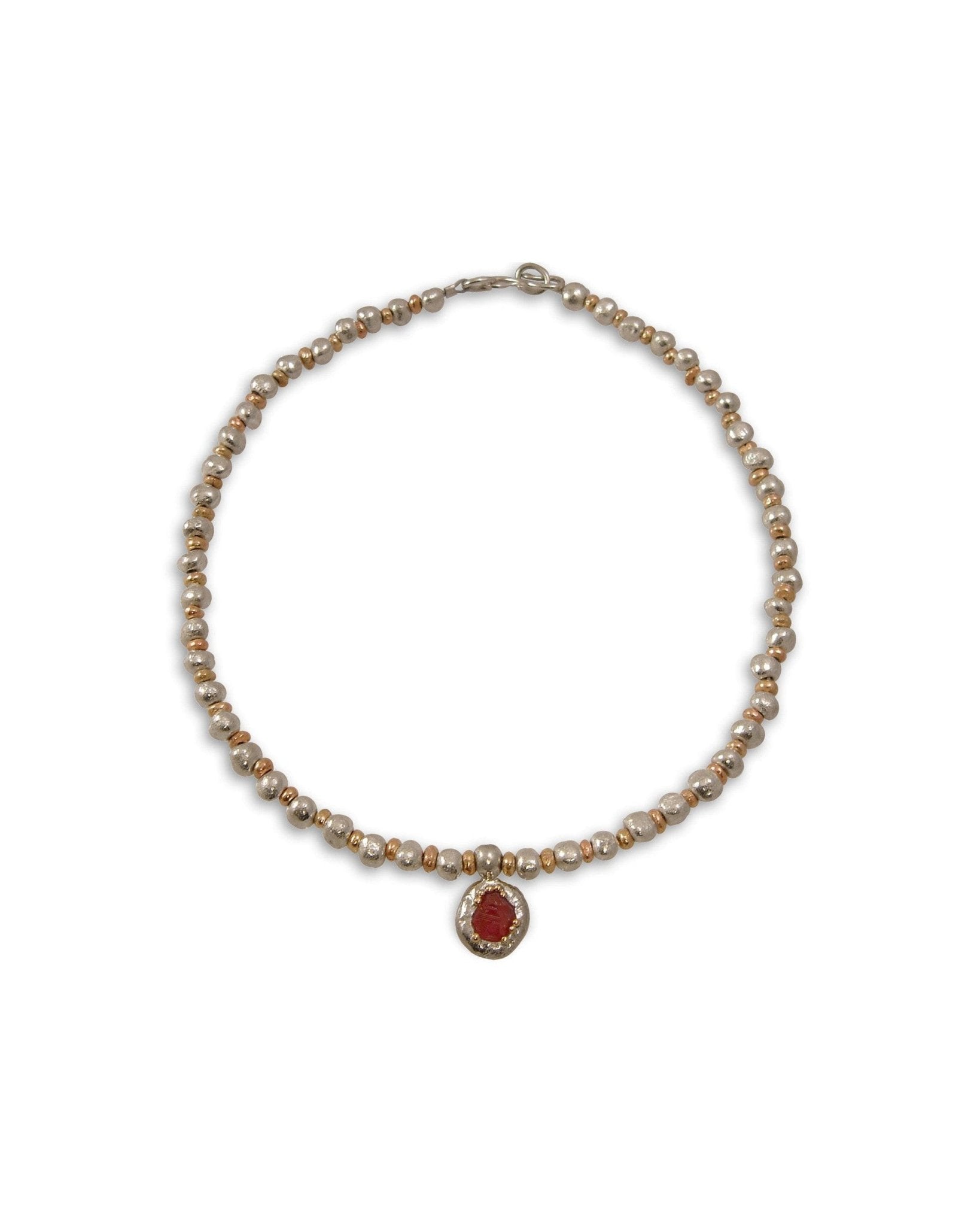 Bespoke Rough Ruby Nugget Necklace with Pendant Necklace Pruden and Smith