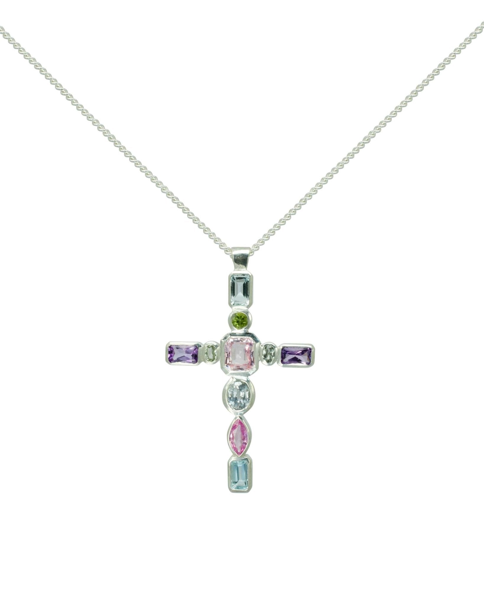 Bespoke Sapphire Cross Pendant Pendant Pruden and Smith