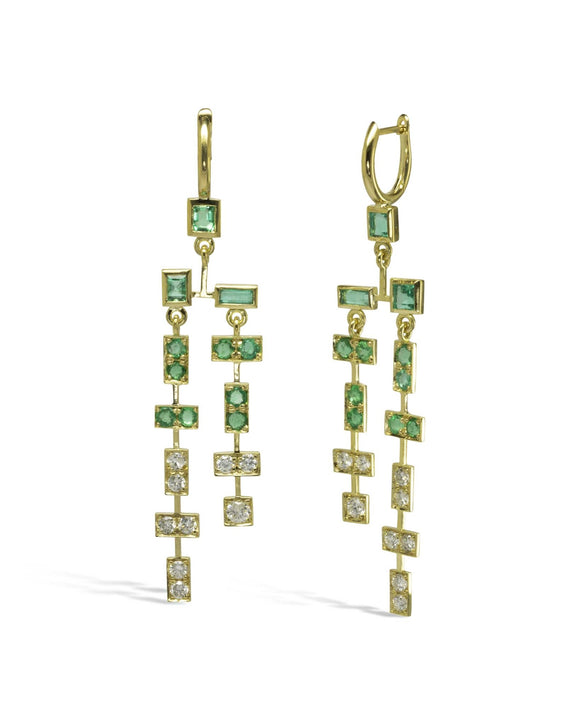 Bespoke Wedding Gold Emerald Mobile Earrings Earrings Pruden and Smith