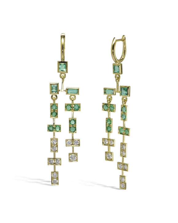 Bespoke Wedding Gold Emerald Mobile Earrings Earrings Pruden and Smith