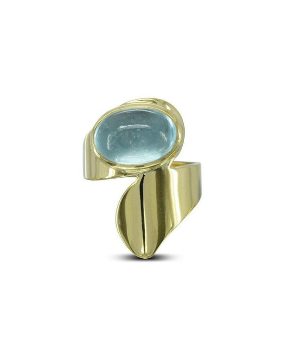 Bespoke Wrap Aquamarine 9ct Gold Dress Ring Ring Pruden and Smith