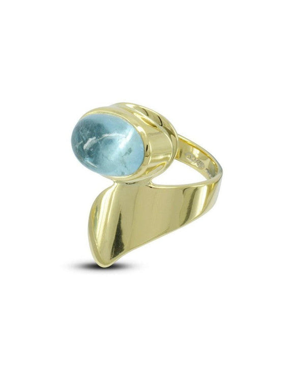 Bespoke Wrap Aquamarine 9ct Gold Dress Ring Ring Pruden and Smith