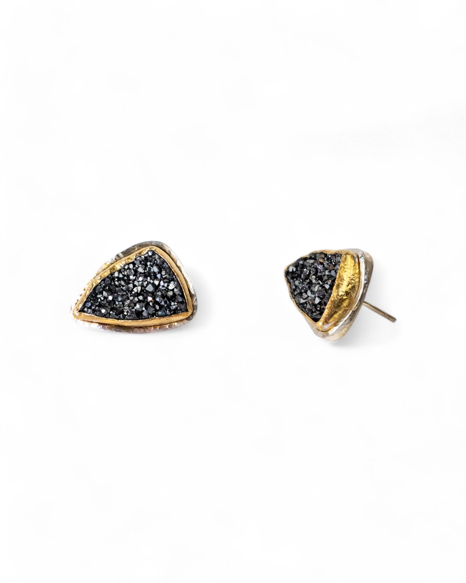 Black Onyx Druzy Stud Earrings (Triangular) Earrings Pruden and Smith
