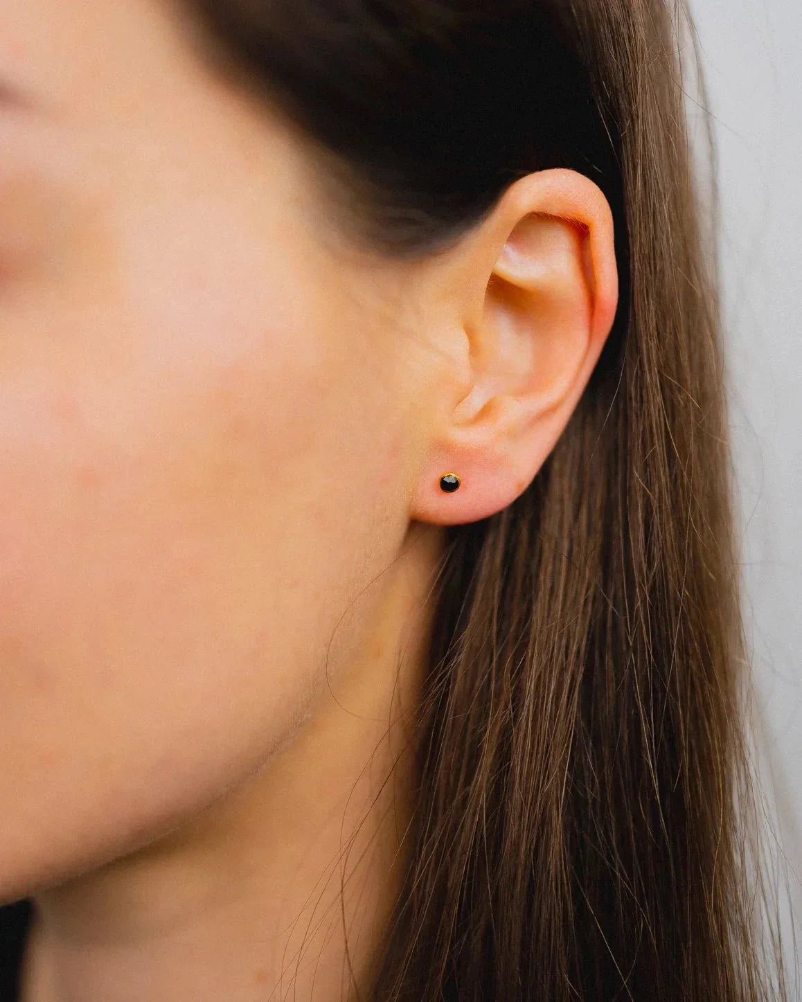 Black Spinel 18ct Gold Stud Earrings Earrings Pruden and Smith