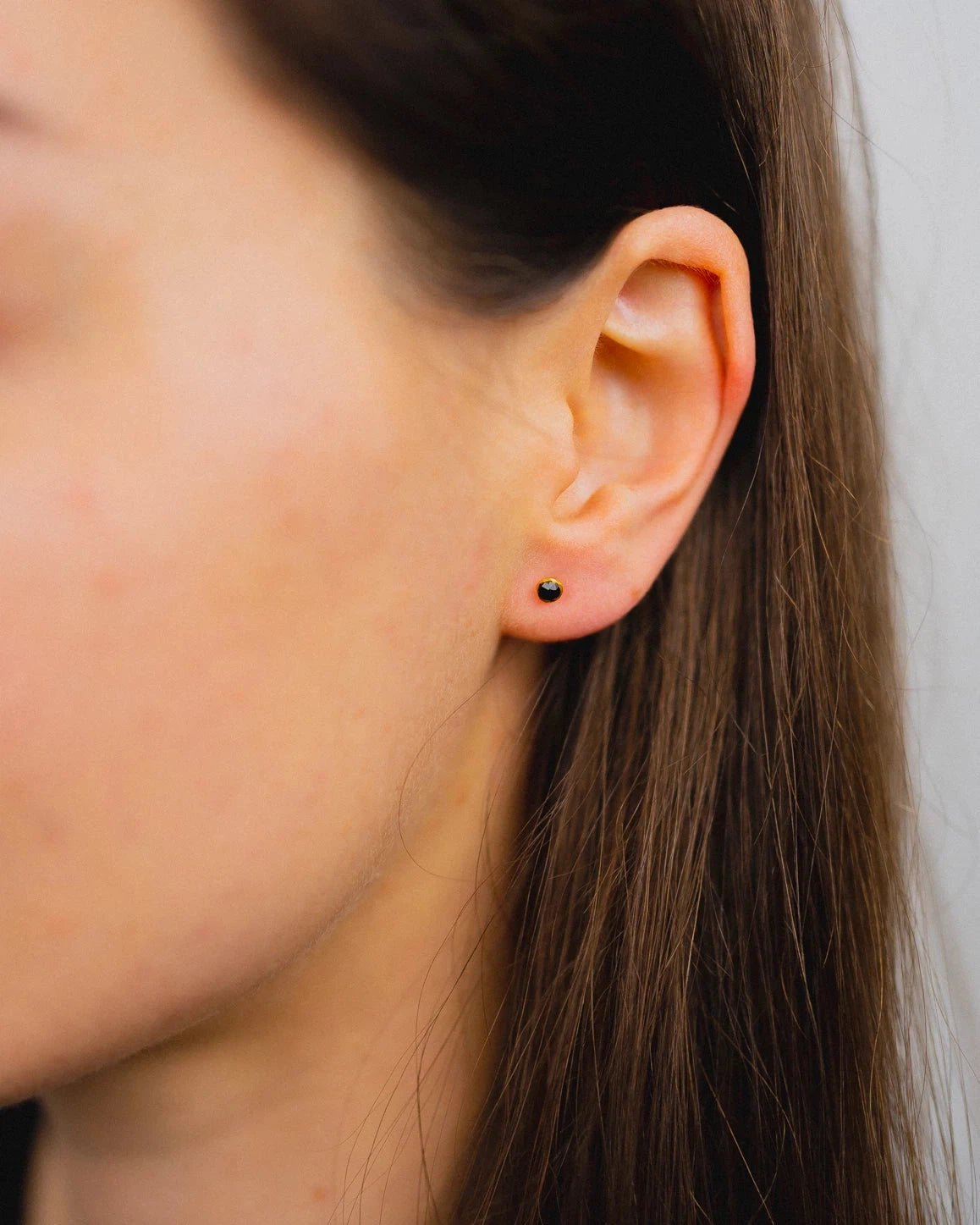 Black Spinel 18ct Gold Stud Earrings Earrings Pruden and Smith