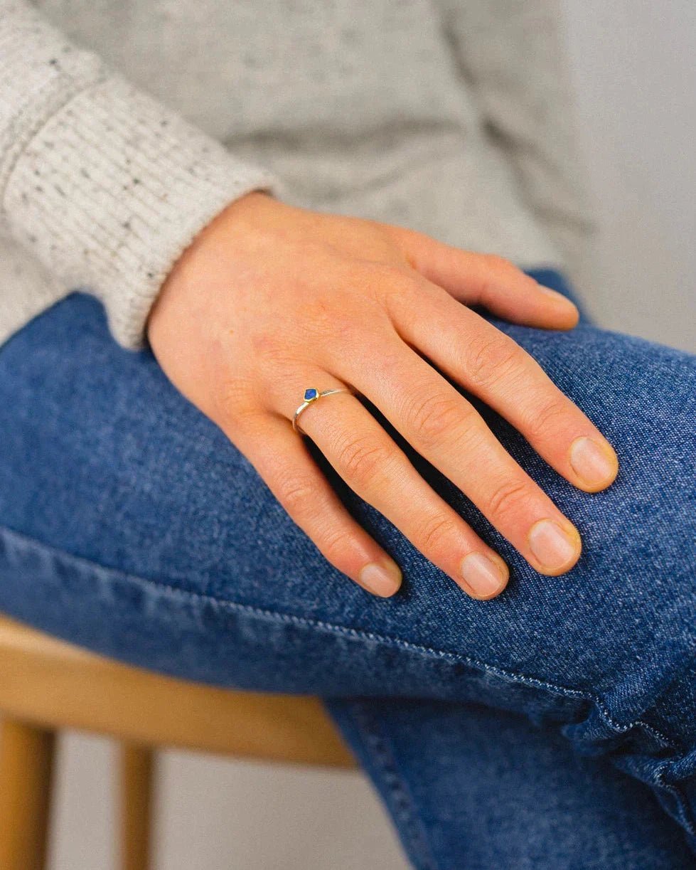 Black Spinel Silver Stacking Ring Ring Pruden and Smith