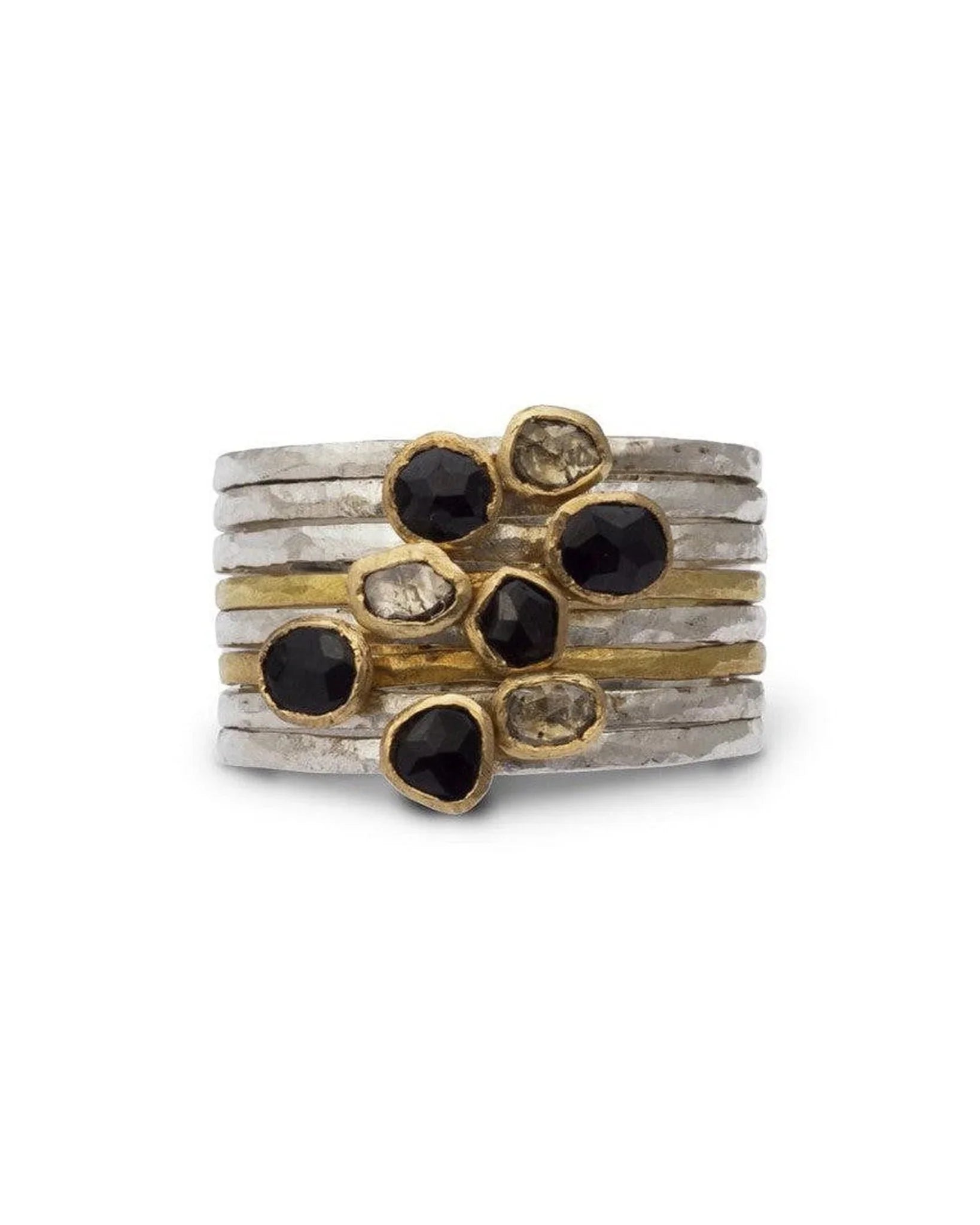 Black Spinel Stacking Rings Set Ring Pruden and Smith