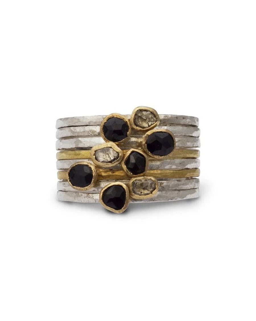 Black Spinel Stacking Rings Set Ring Pruden and Smith