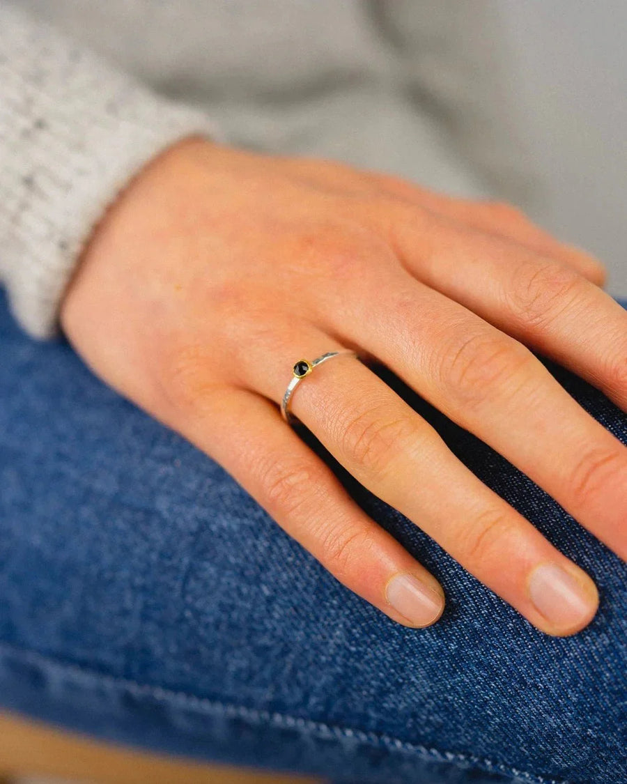 Black Spinel Stacking Rings Set Ring Pruden and Smith