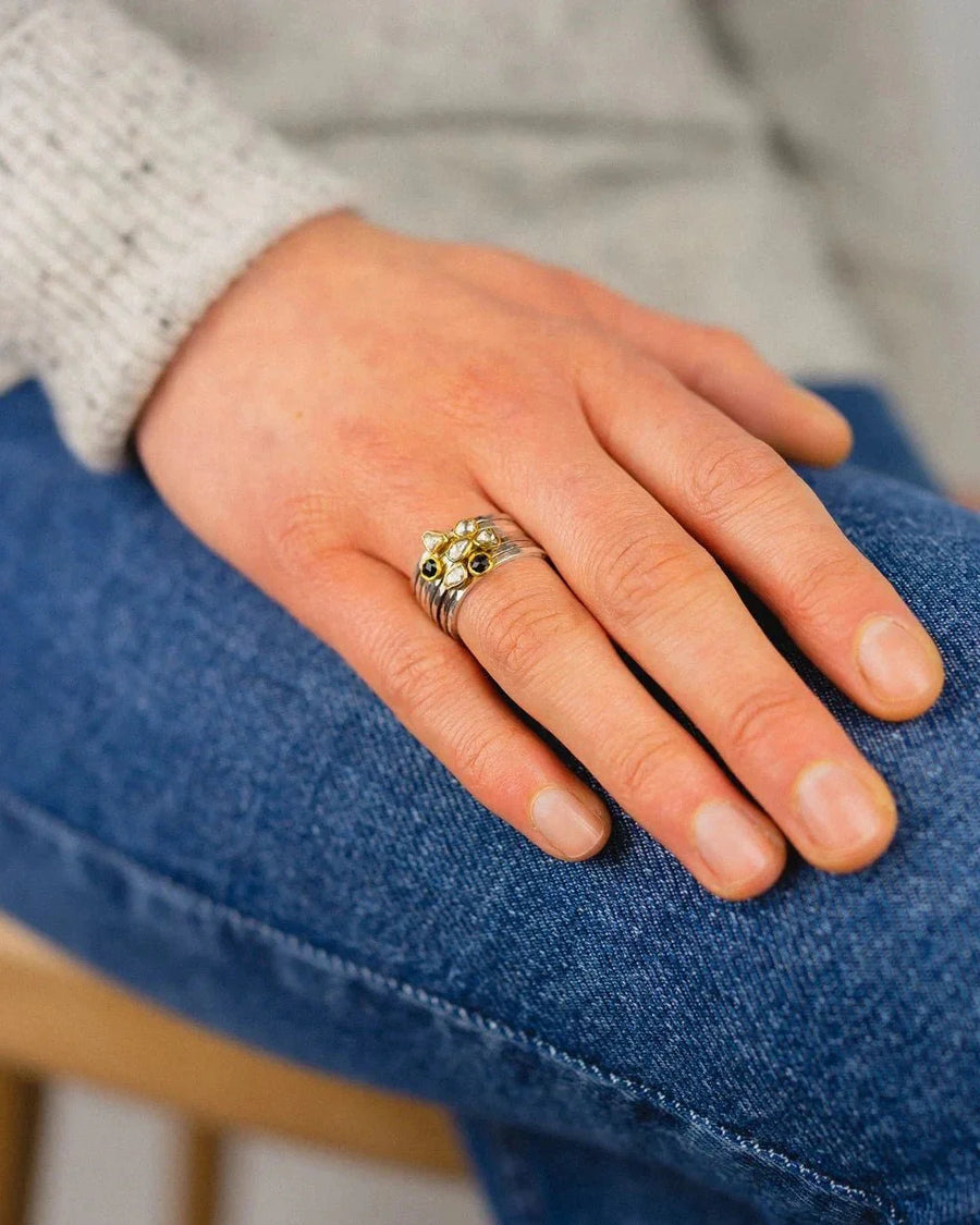 Black Spinel Stacking Rings Set Ring Pruden and Smith