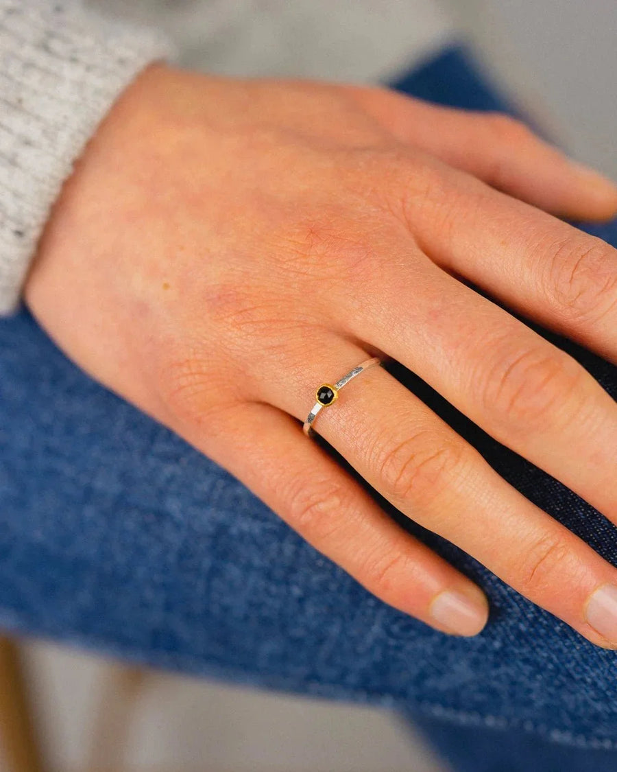 Black Spinel Stacking Rings Set Ring Pruden and Smith