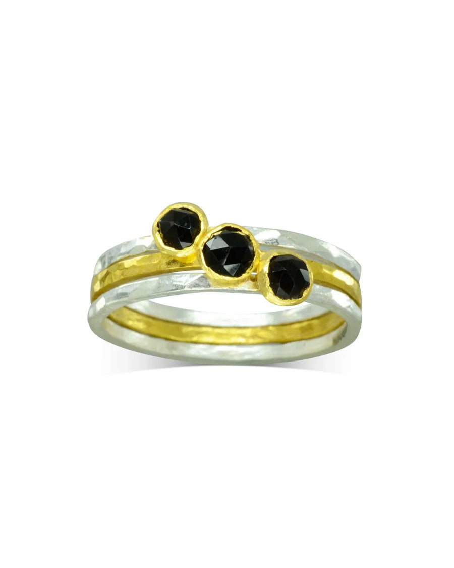 Black Spinel Stacking Rings Set Ring Pruden and Smith
