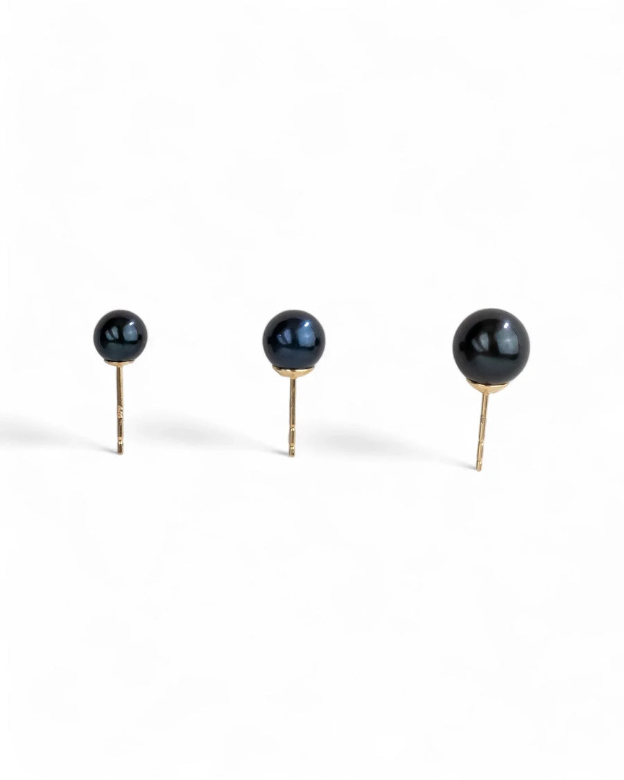 Blue Black Pearl Silver Stud Earrings Earrings Pruden and Smith