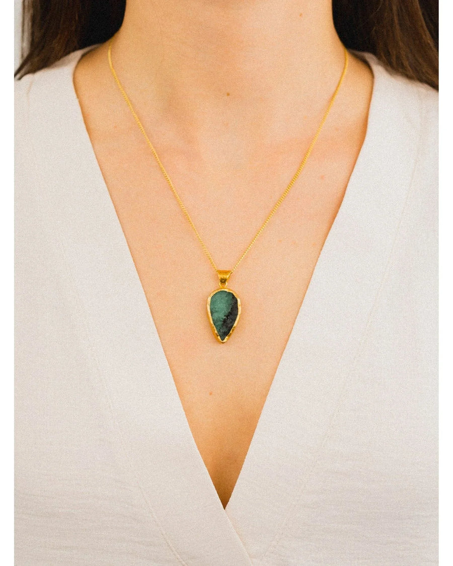 Brazilian Rough Emerald Pendant Pendant Pruden and Smith
