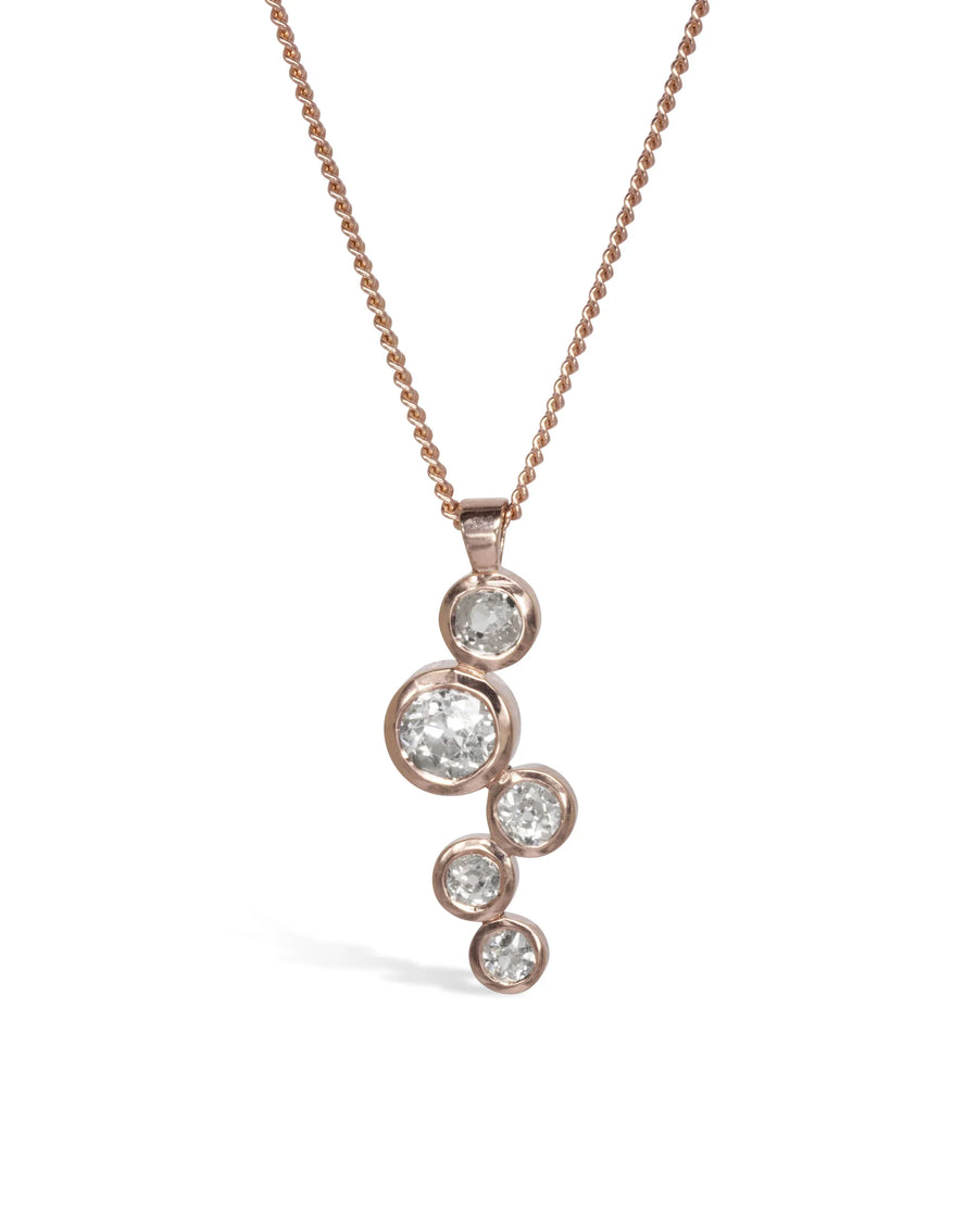 Rose gold diamond pendant necklace with organic bubble design, handmade luxury jewellery