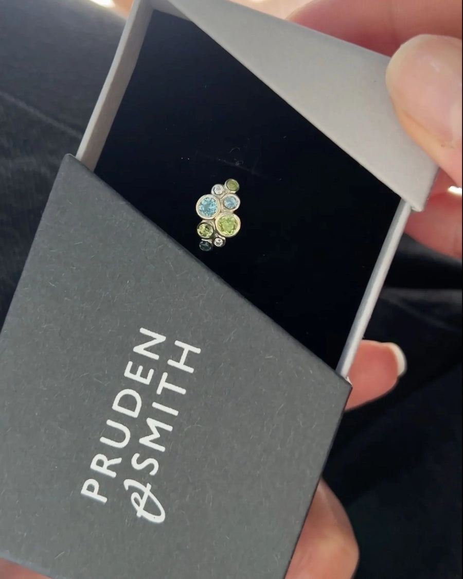 Luxury gemstone cluster pendant in a gift box, handmade jewellery with organic shapes