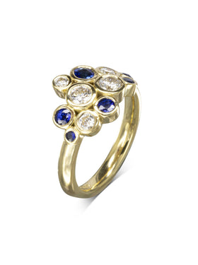 Water Bubbles 18ct Yellow Gold Sapphire and Diamond Ring Ring Pruden and Smith   