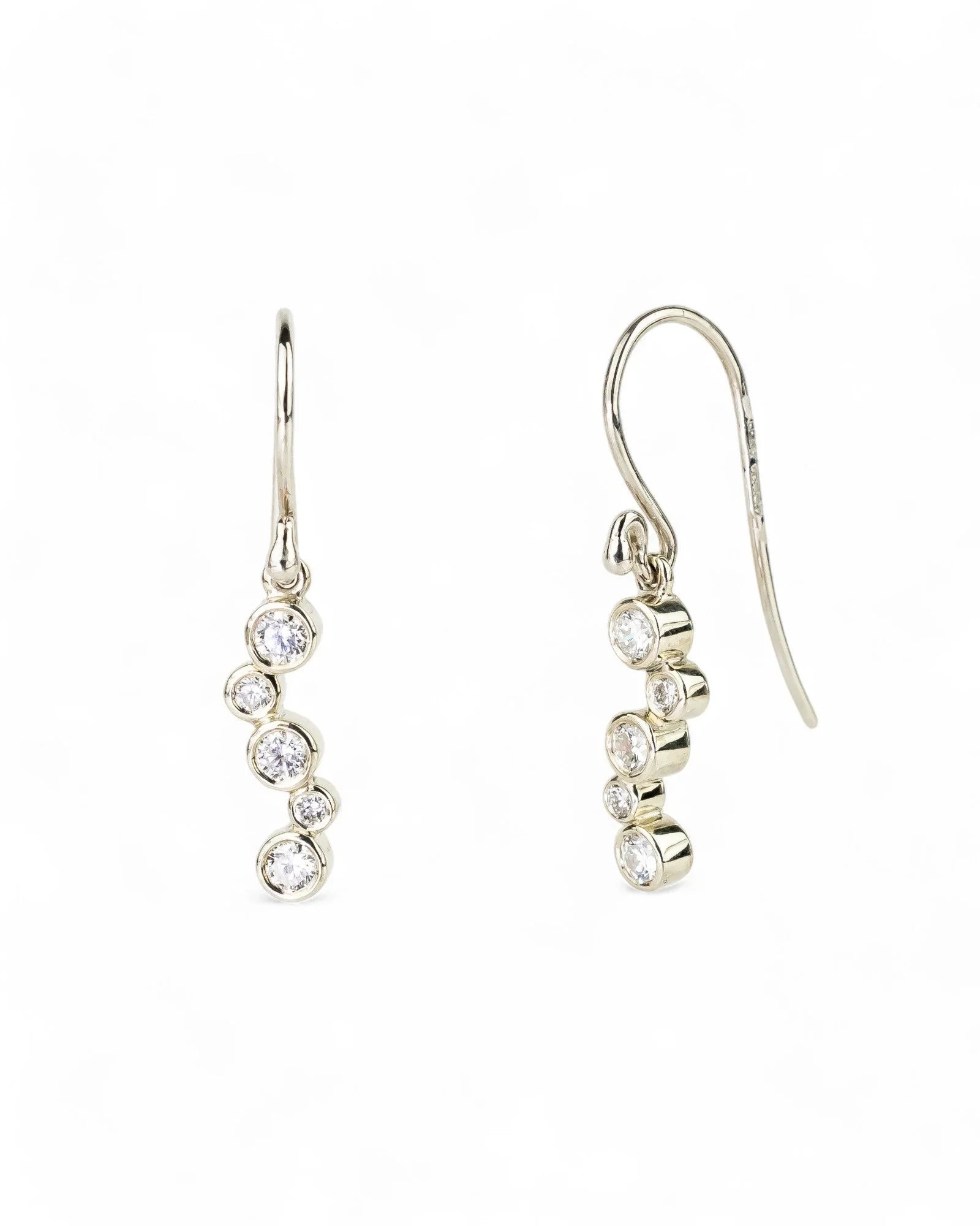 Water Bubbles Diamond and White Gold Drop Earrings Earrings Pruden and Smith