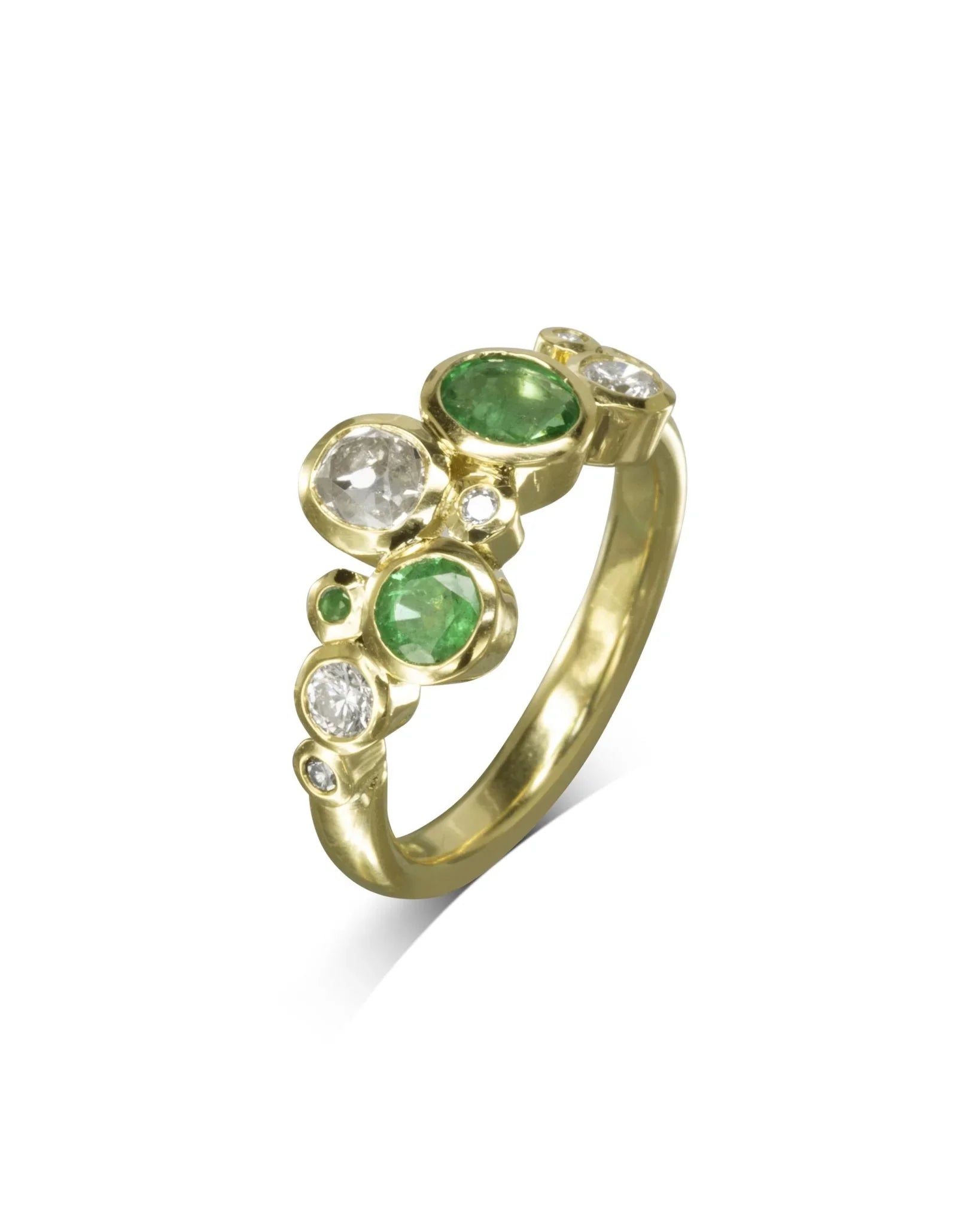 Water Bubbles Emerald and Diamond Ring Ring Pruden and Smith