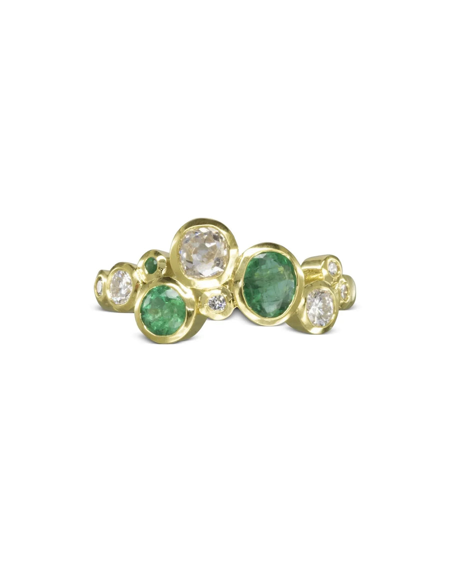 Water Bubbles Emerald and Diamond Ring Ring Pruden and Smith
