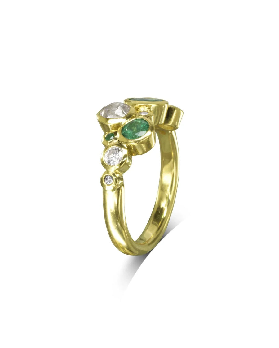Water Bubbles Emerald and Diamond Ring Ring Pruden and Smith