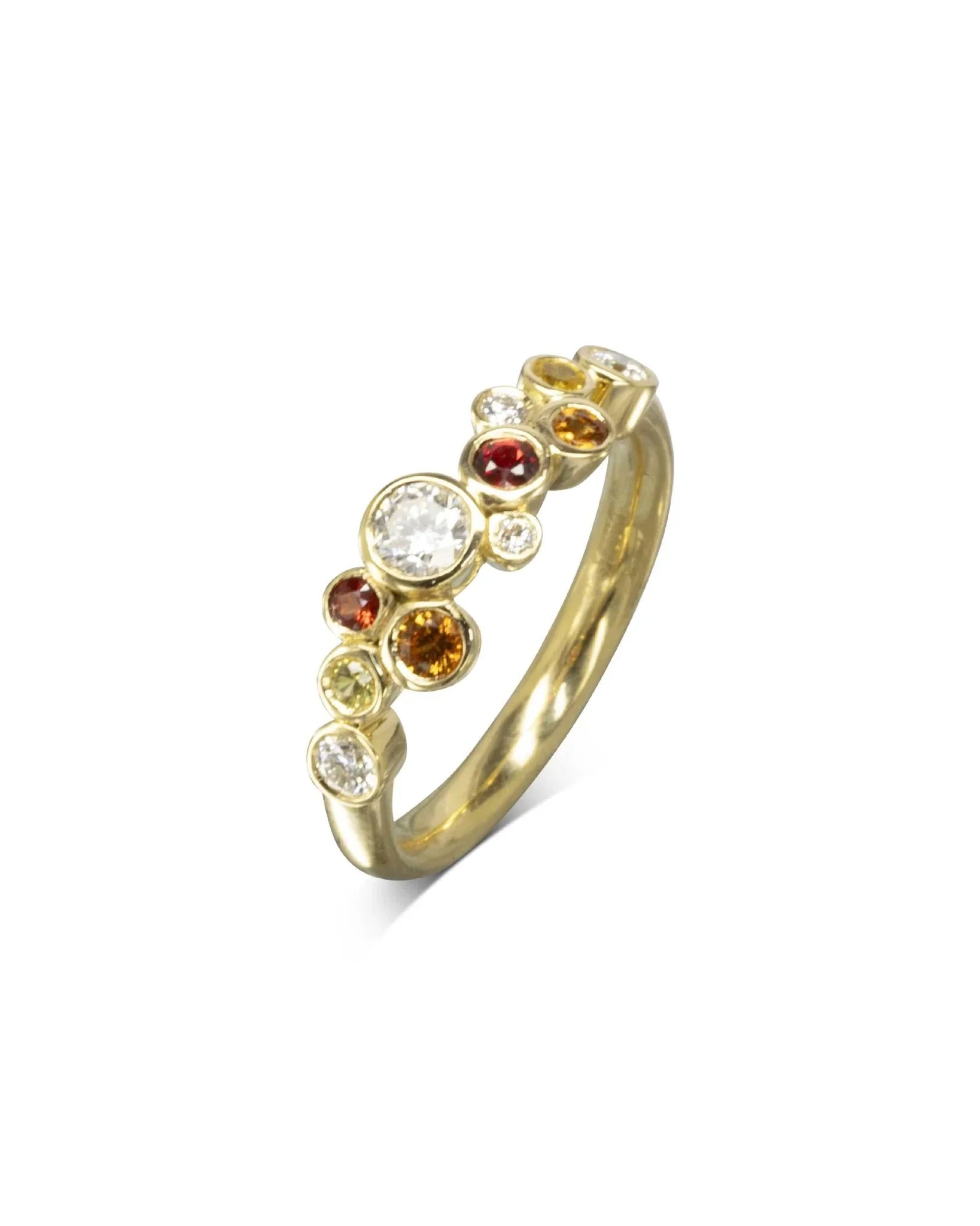 Water Bubbles Fire Sapphire Diamond Half Eternity Ring Ring Pruden and Smith