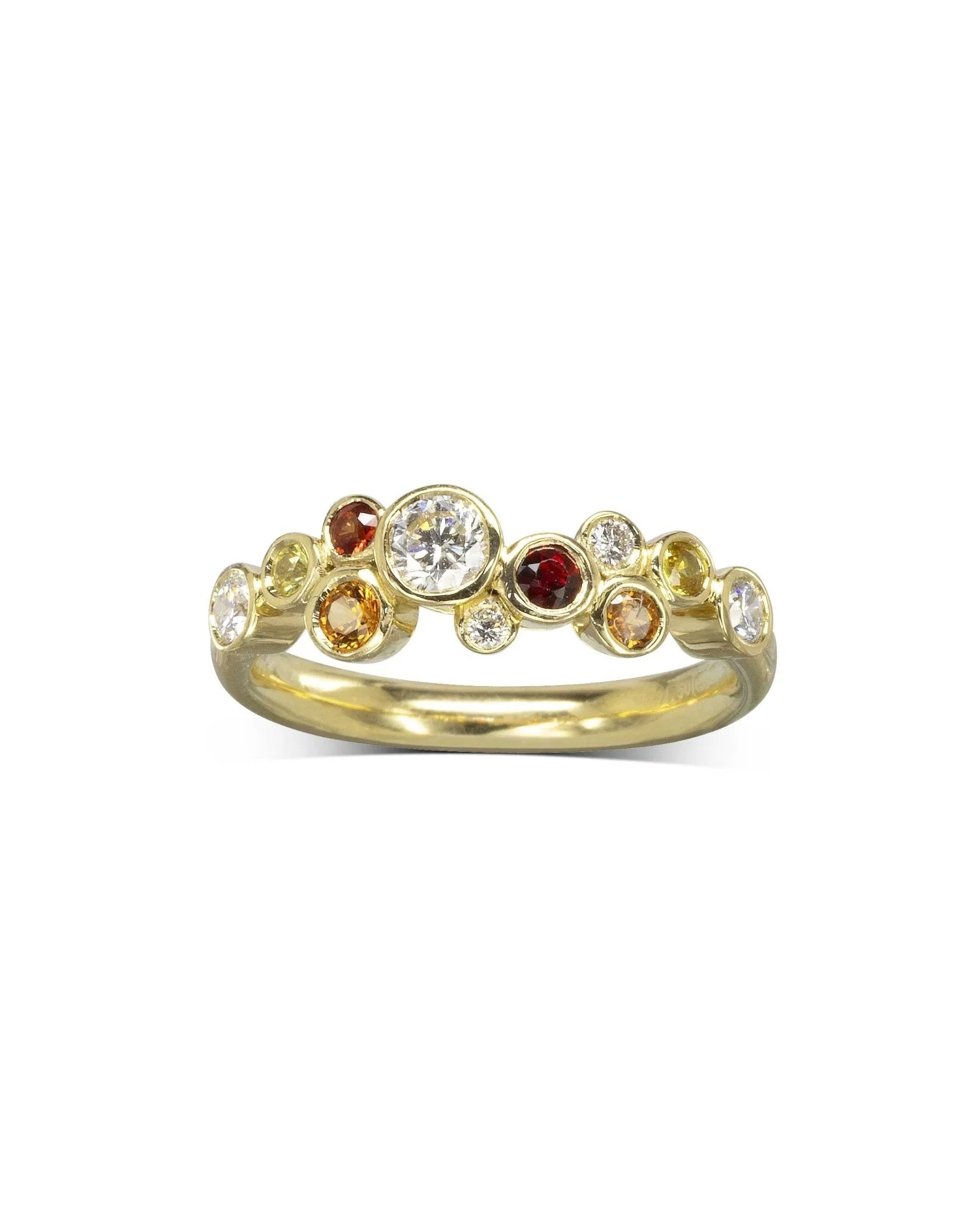 Water Bubbles Fire Sapphire Diamond Half Eternity Ring Ring Pruden and Smith