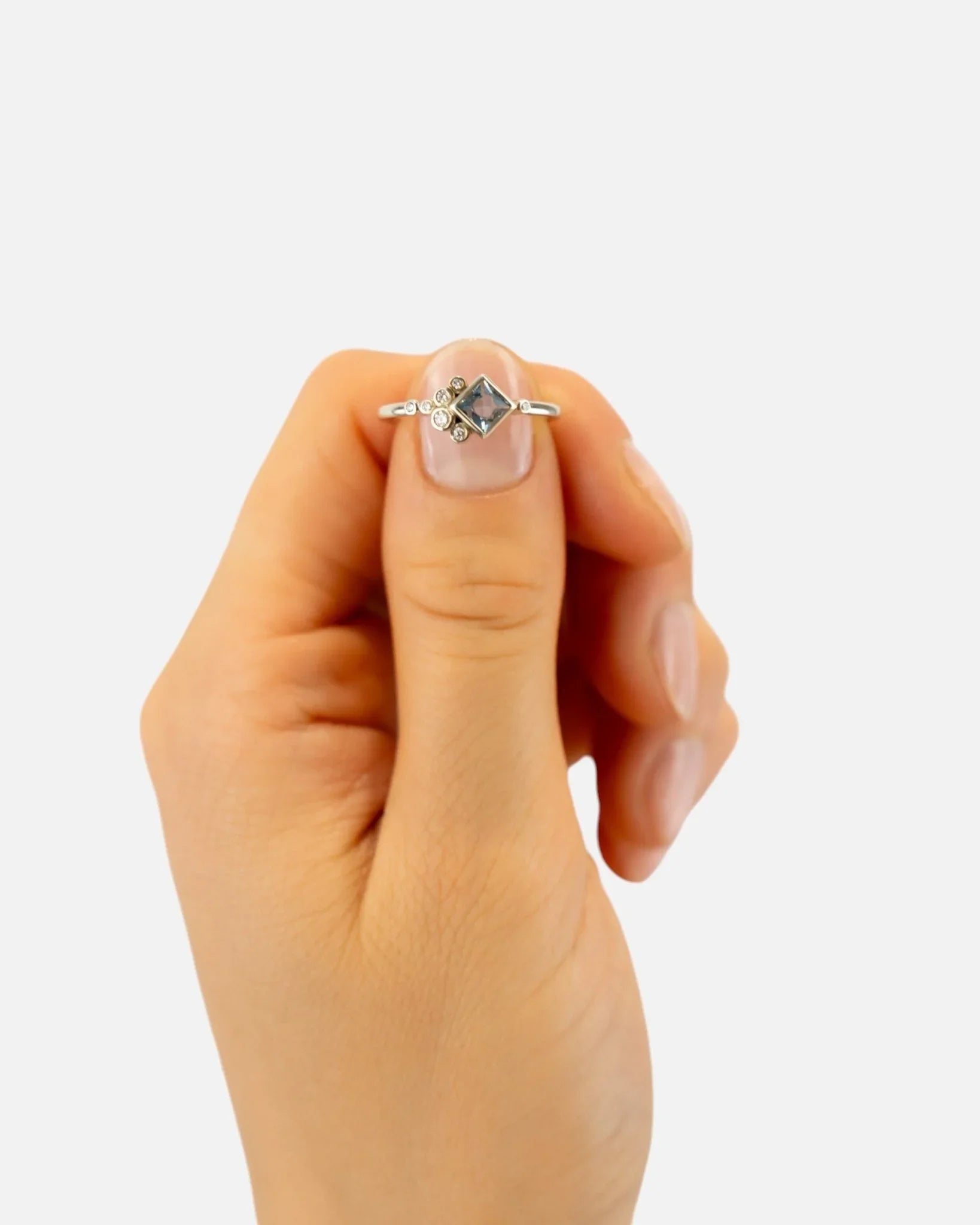 Water Bubbles Aquamarine and Diamond Engagement Ring Ring Pruden and Smith