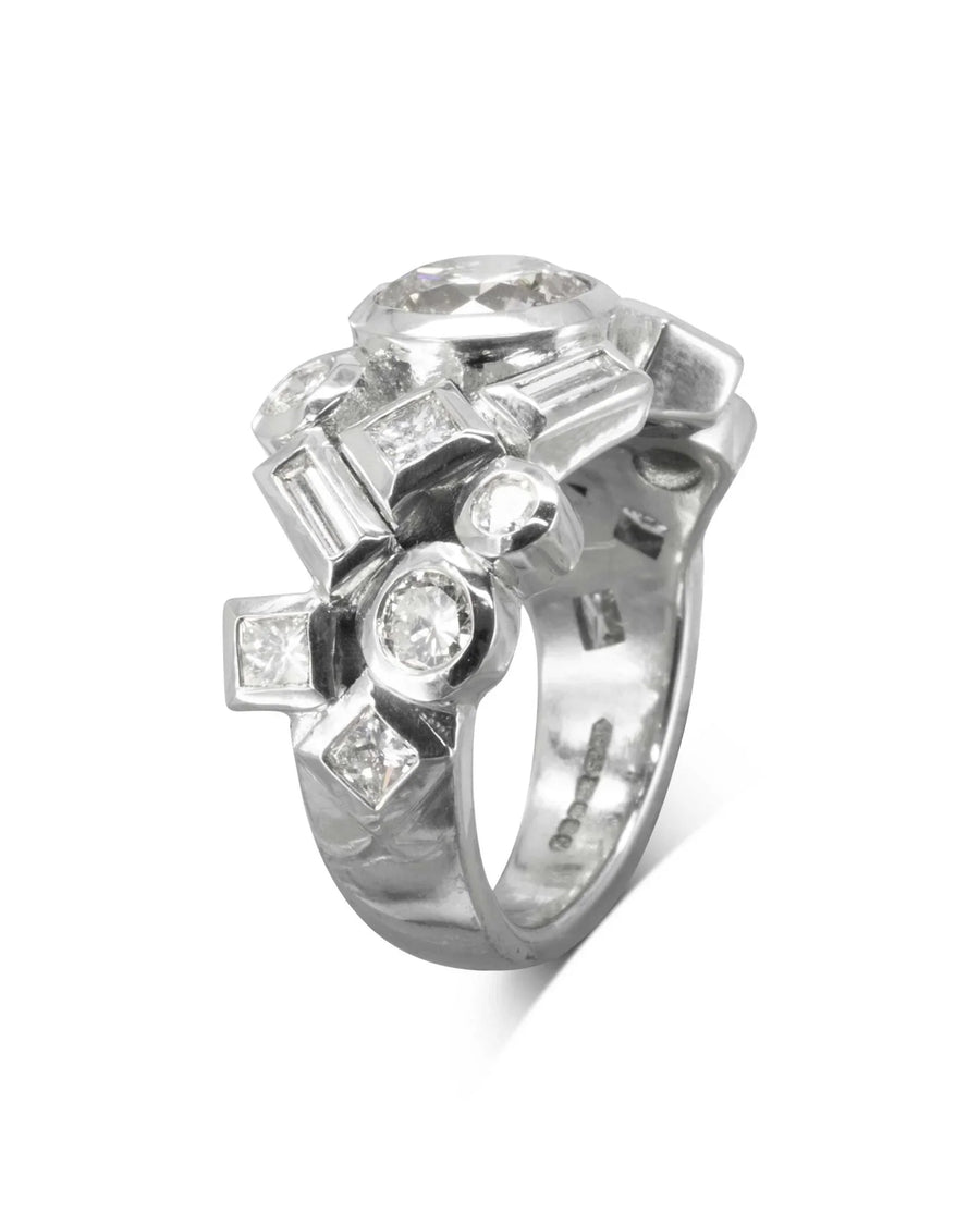 Water Bubbles Giant Rocky Diamond Eternity Ring Ring Pruden and Smith