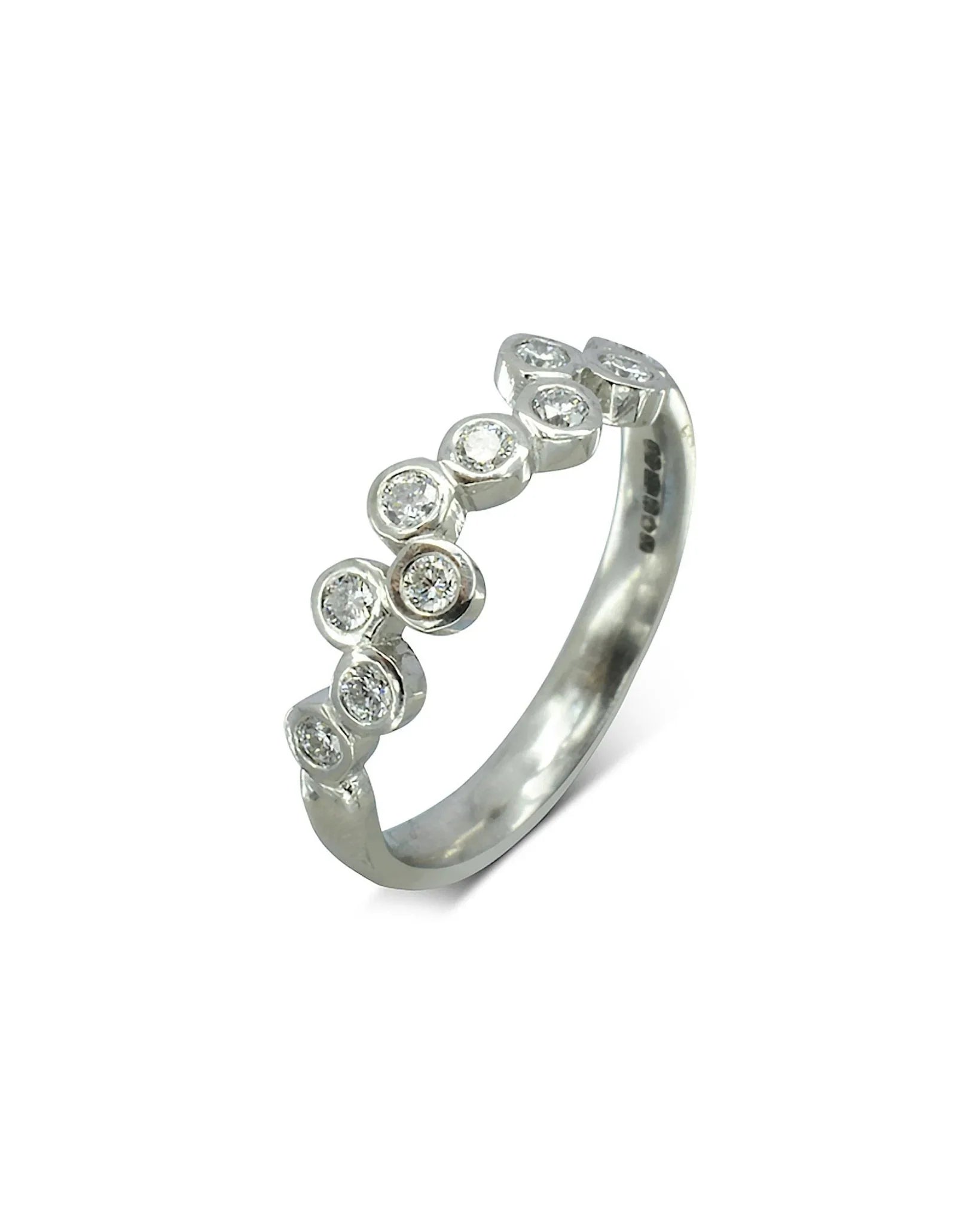 Water Bubbles Offset Diamond Ring Ring Pruden and Smith